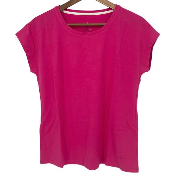 ISAAC MIZRAHI LIVE NWOT Essentials Cap Sleeve Top with Shirring Size XS Fuchsia - Picture 1 of 4